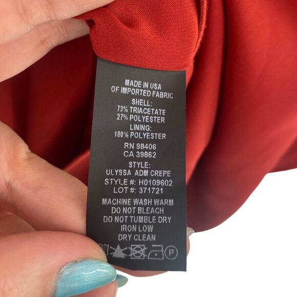 Theory Ulyssa Admiral Crepe Shift Dress Size S Brick Rust Red Bell Sleeve - Picture 12 of 12